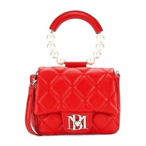 NWT Red Badgley Mischka Mini Faux Pearl Embellished Top Handle Bag